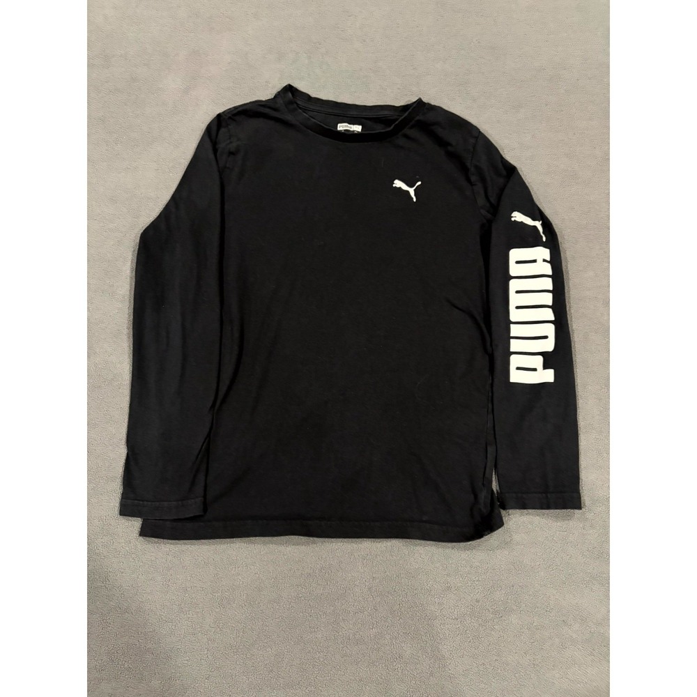 Puma Classics Logo Shirt Boys L (14-16) Black Long Sleeve‎ Crew Neck Outdoor
